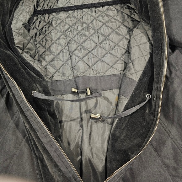 Liz Claiborne Black Hooded Drawstring Waist Parka Jacket Women Medium - Picture 7 of 9